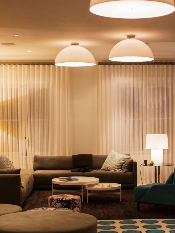 A home with layered lighting design. 